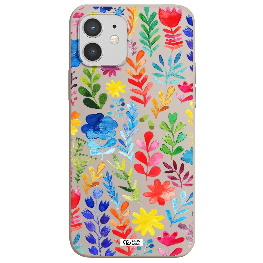 Colorful Watercolor Flowers Apple iPhone 12 Silicone Stone Case