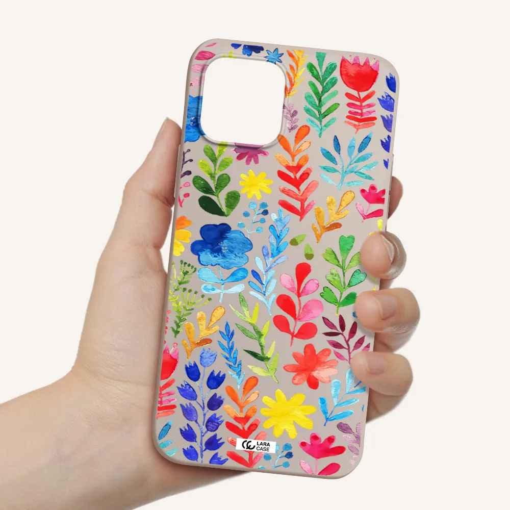 Colorful Watercolor Flowers Apple iPhone 12 Silicone Stone Case