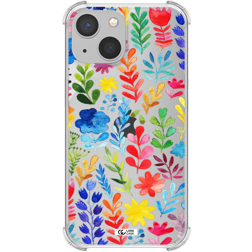 Colorful Watercolor Flowers Apple iPhone 13 Clear PC Case