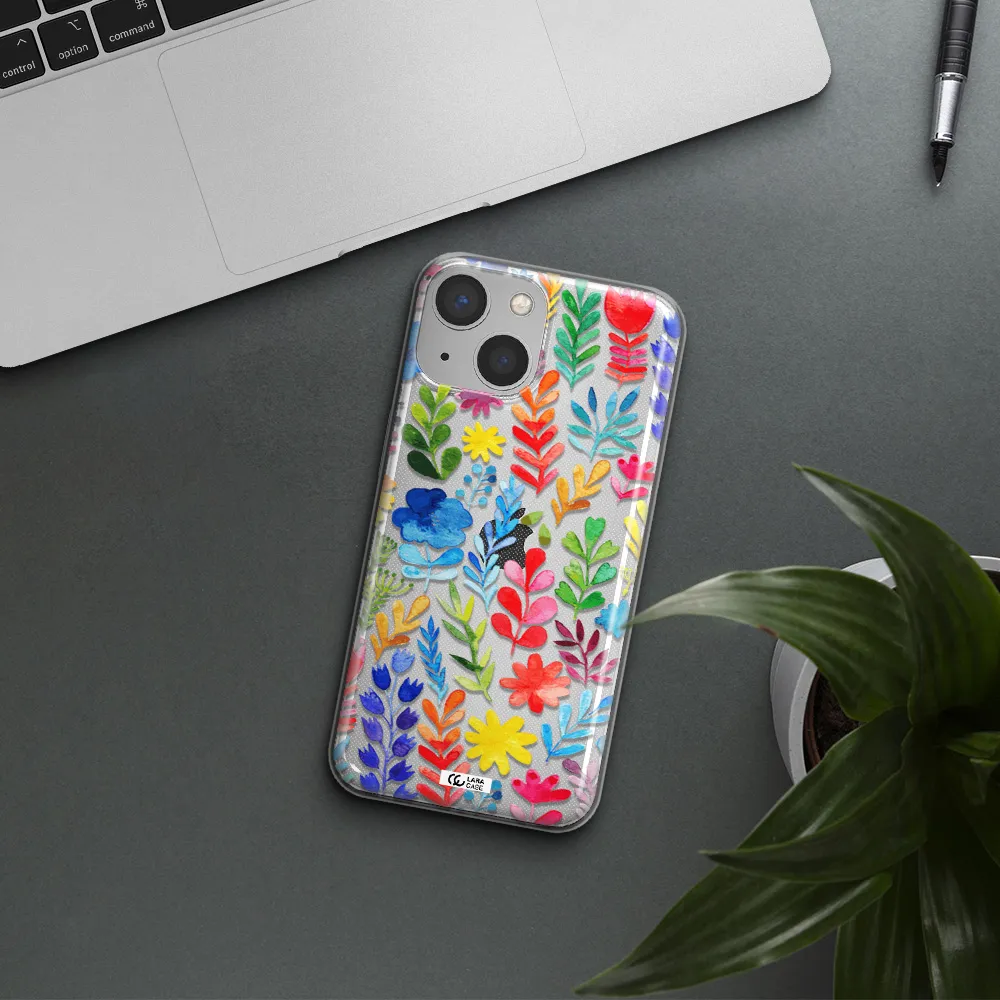 Colorful Watercolor Flowers Apple iPhone 13 Clear TPU Case
