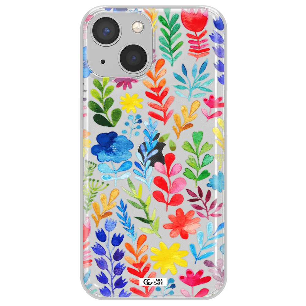 Colorful Watercolor Flowers Apple iPhone 13 mini Clear TPU Case