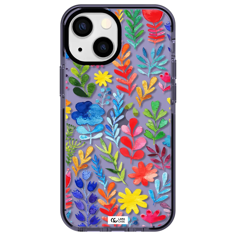Colorful Watercolor Flowers Apple iPhone 13 mini impact Lilac Case
