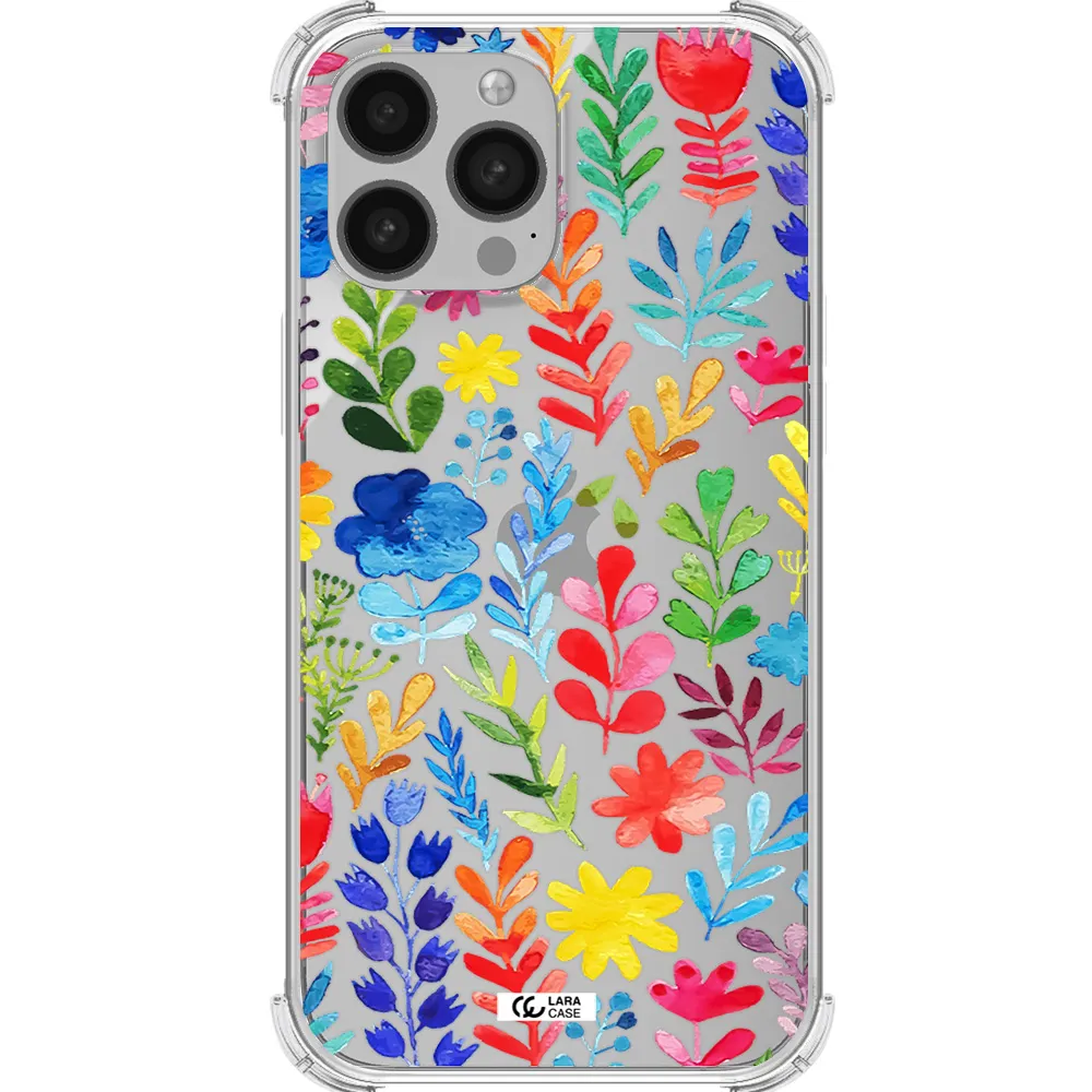 Colorful Watercolor Flowers Apple iPhone 13 Pro Clear PC Case