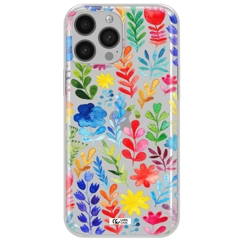 Colorful Watercolor Flowers Apple iPhone 13 Pro Clear TPU Case