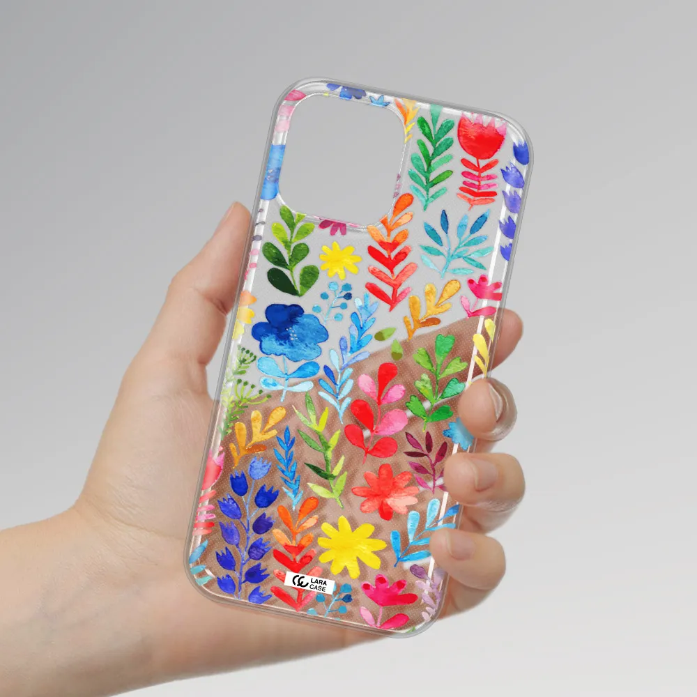 Colorful Watercolor Flowers Apple iPhone 13 Pro Clear TPU Case