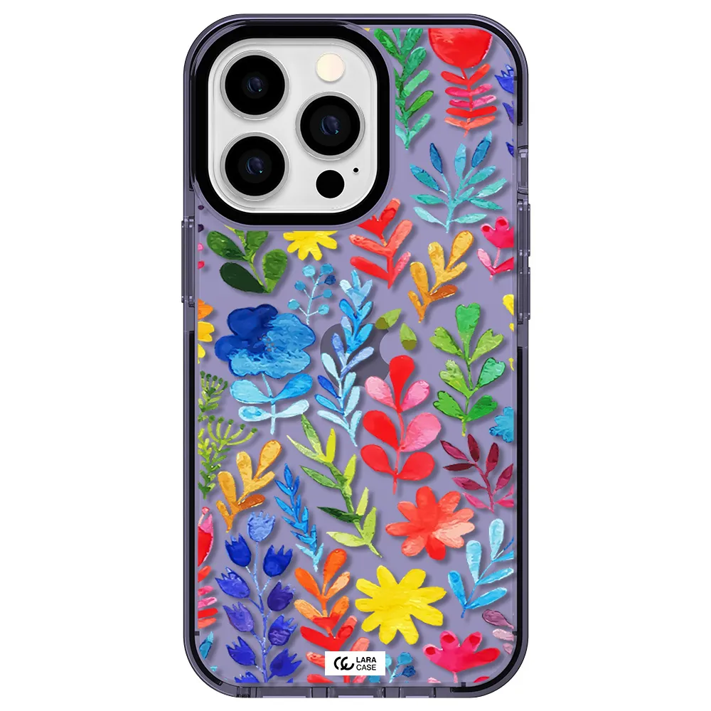 Colorful Watercolor Flowers Apple iPhone 13 Pro impact Lilac Case