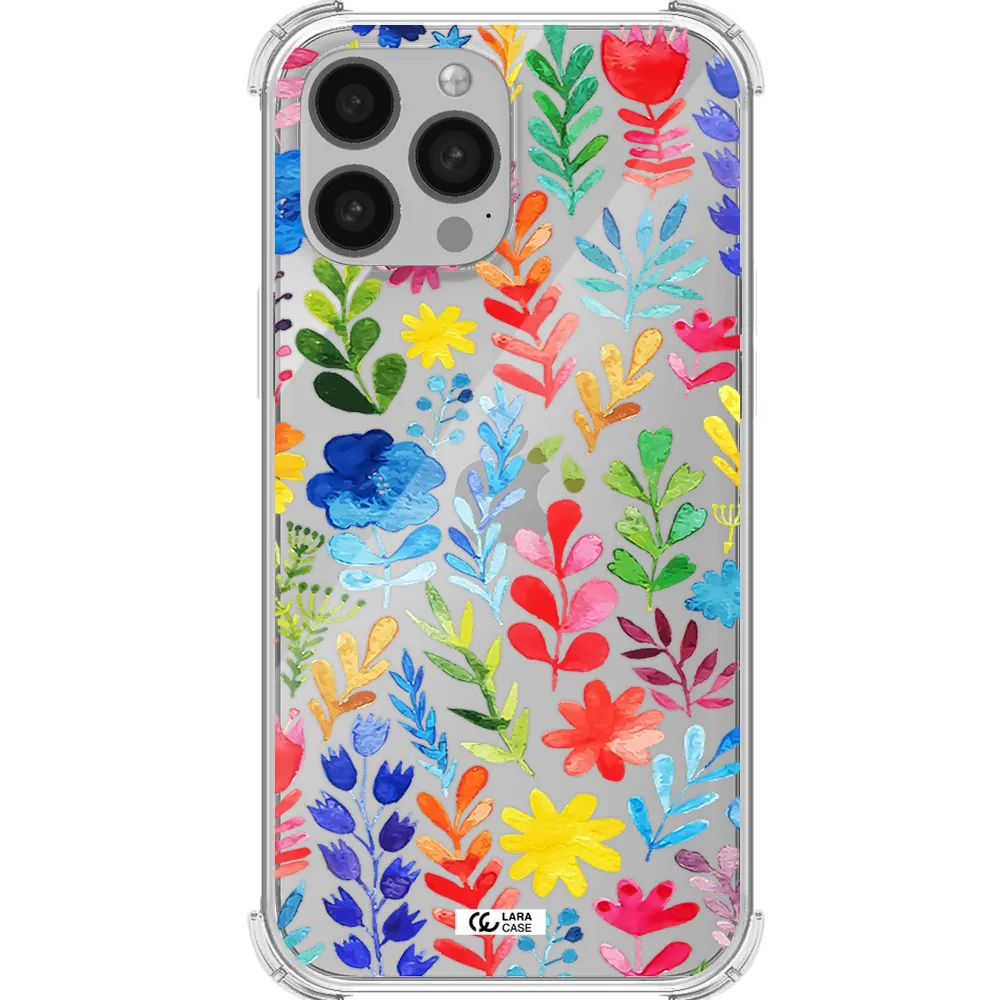 Colorful Watercolor Flowers Apple iPhone 13 Pro Max Clear PC Case