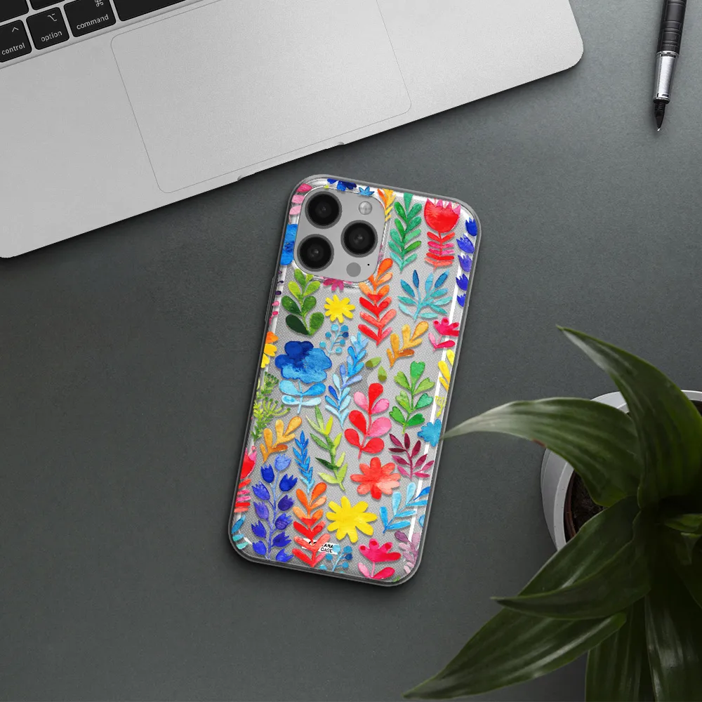 Colorful Watercolor Flowers Apple iPhone 13 Pro Max Clear TPU Case