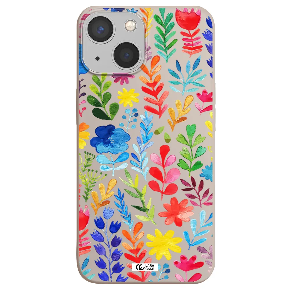 Colorful Watercolor Flowers Apple iPhone 13 Silicone Stone Case