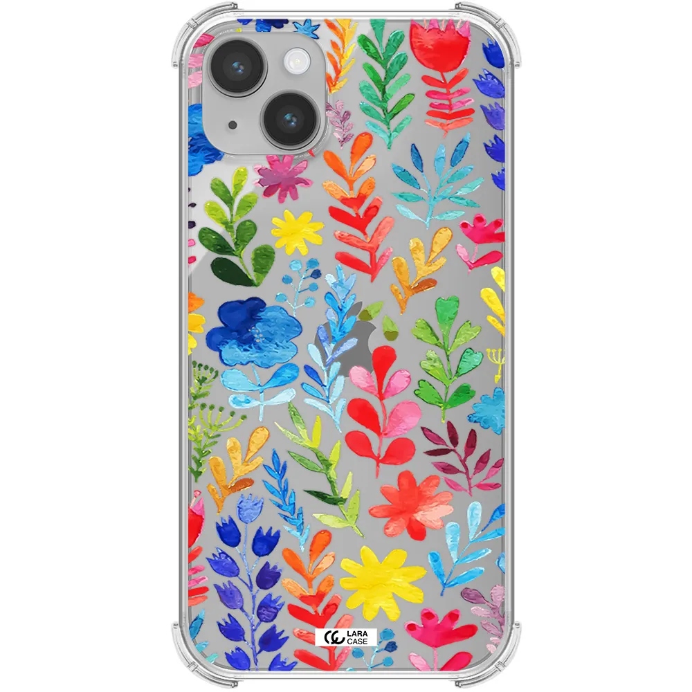 Colorful Watercolor Flowers Apple iPhone 14 Clear PC Case