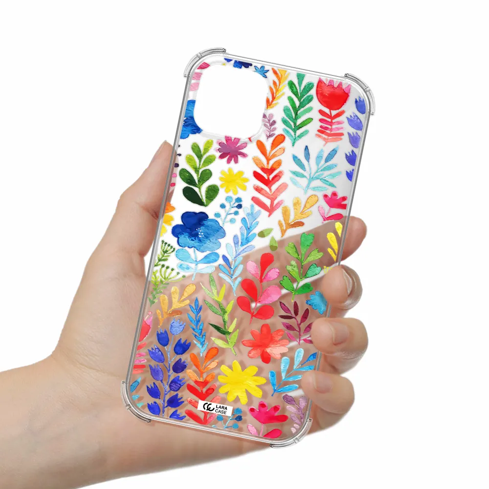 Colorful Watercolor Flowers Apple iPhone 14 Clear PC Case