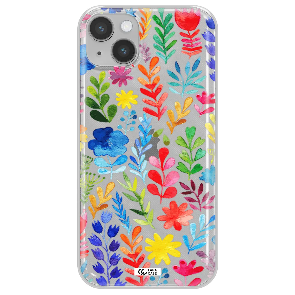 Colorful Watercolor Flowers Apple iPhone 14 Clear TPU Case