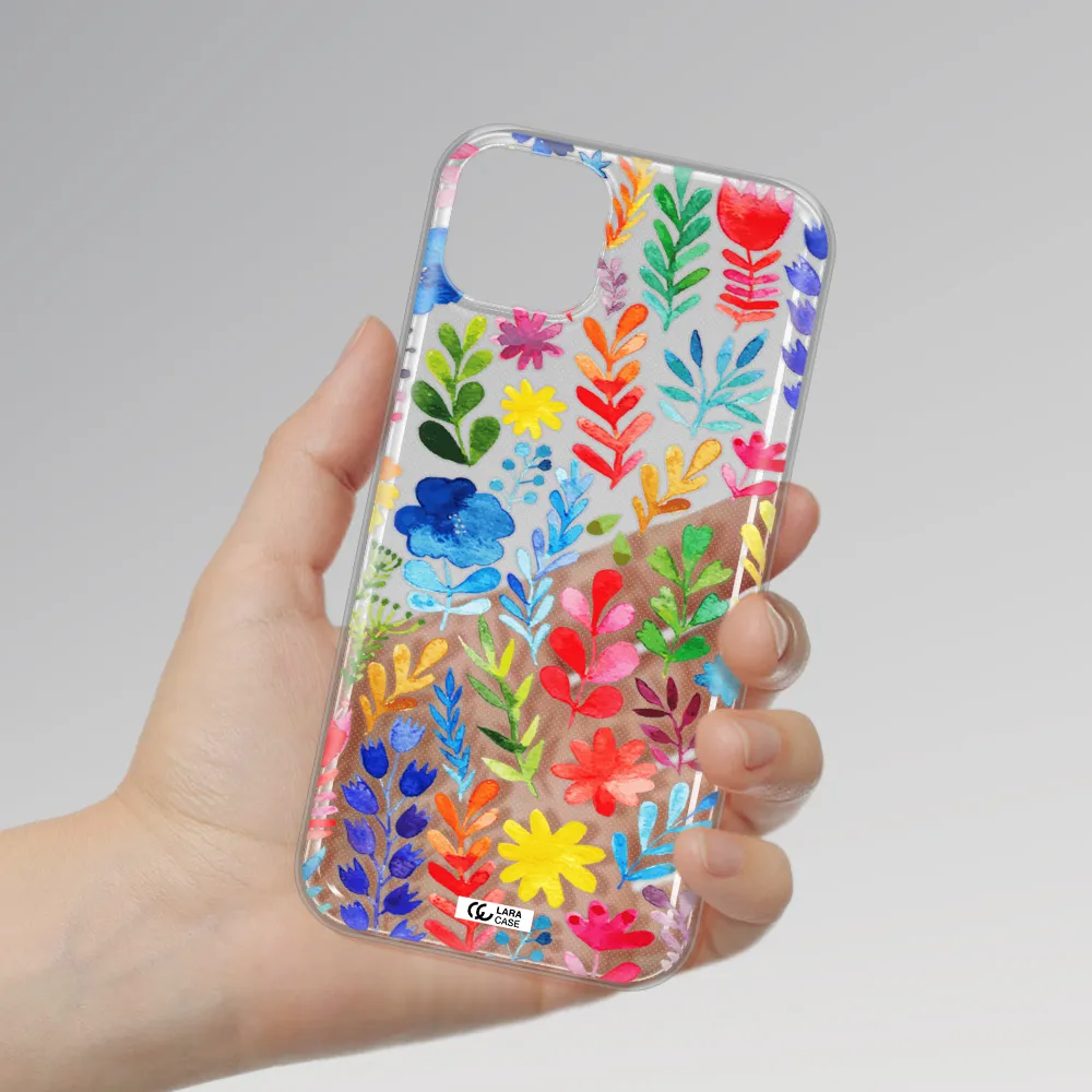 Colorful Watercolor Flowers Apple iPhone 14 Clear TPU Case