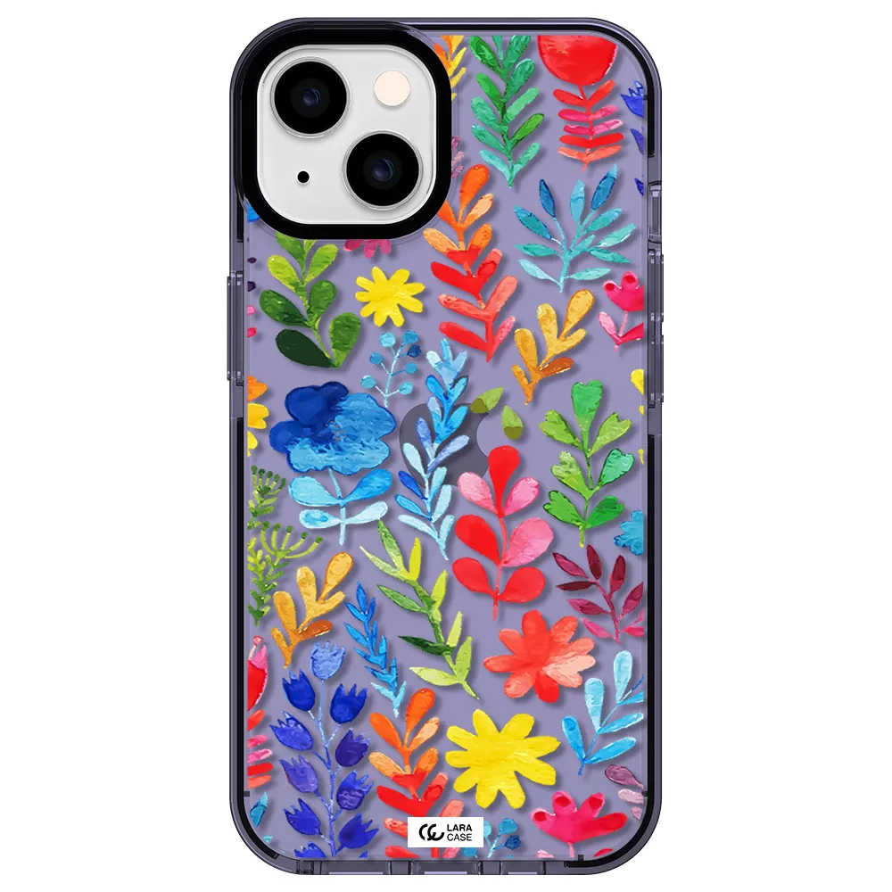Colorful Watercolor Flowers Apple iPhone 14 impact Lilac Case