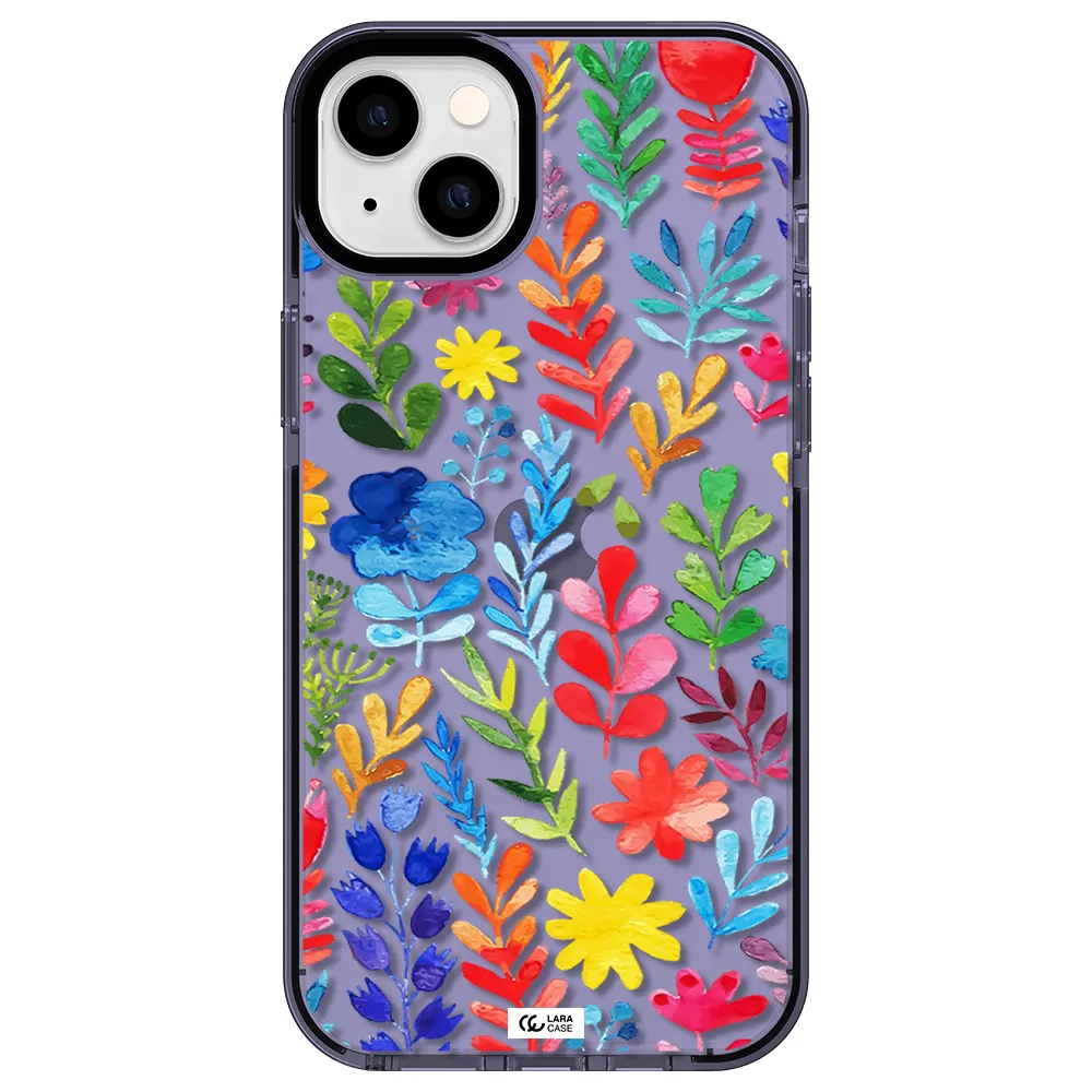 Colorful Watercolor Flowers Apple iPhone 14 plus impact Lilac Case