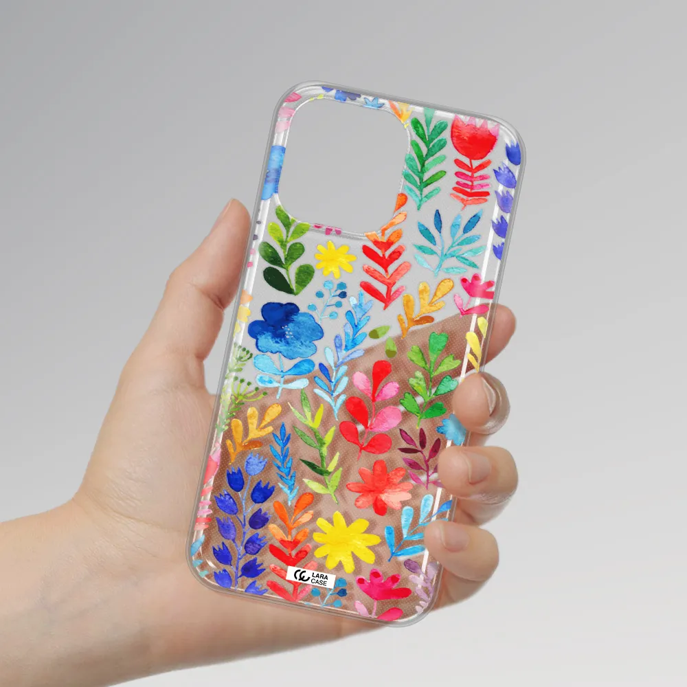 Colorful Watercolor Flowers Apple iPhone 14 pro Clear TPU Case