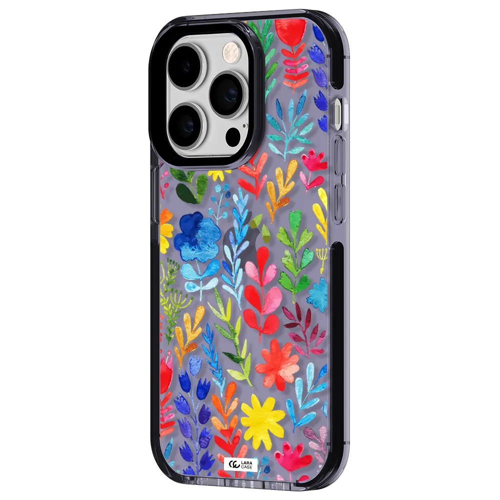 Colorful Watercolor Flowers Apple iPhone 14 pro impact Lilac Case