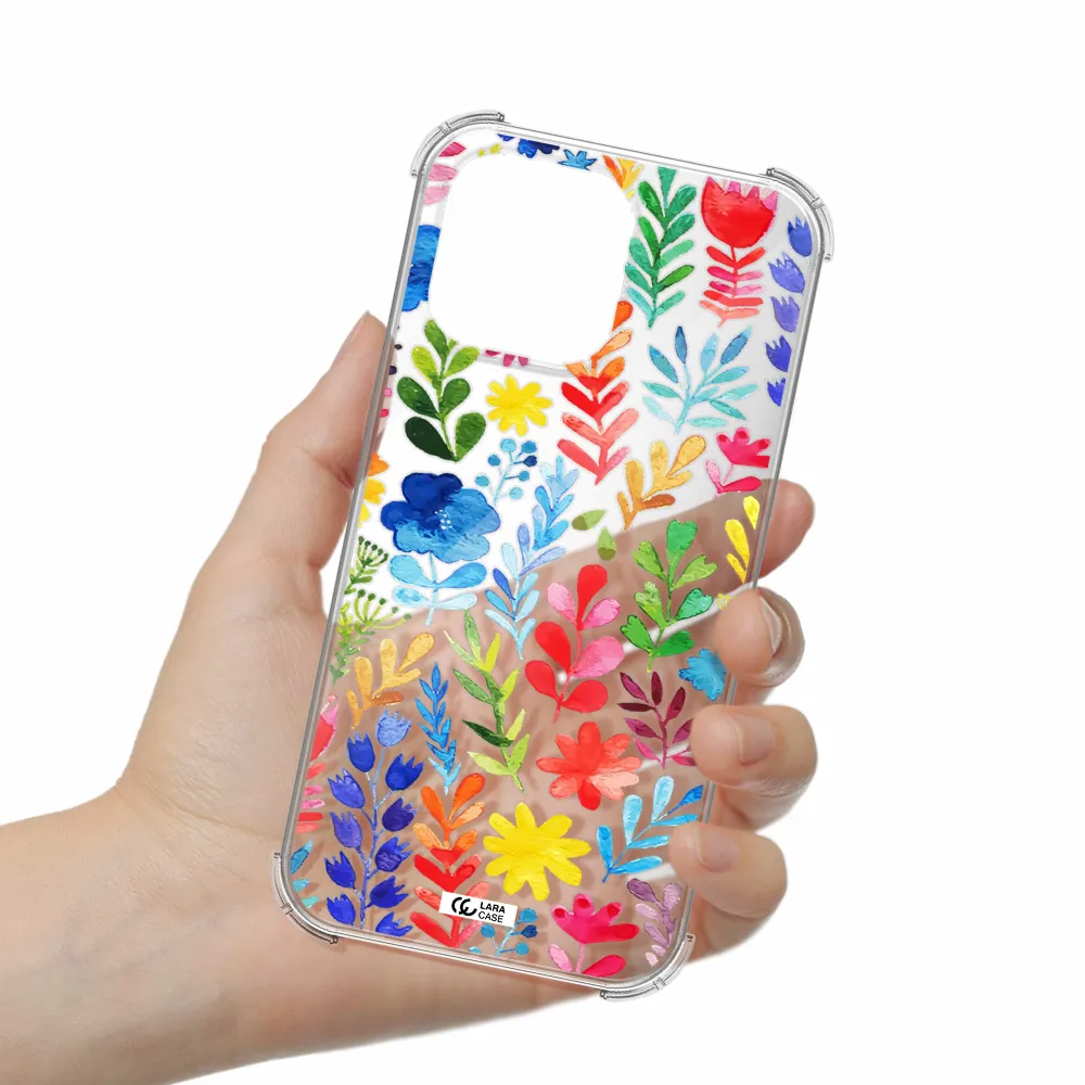 Colorful Watercolor Flowers Apple iPhone 14 pro max Clear PC Case