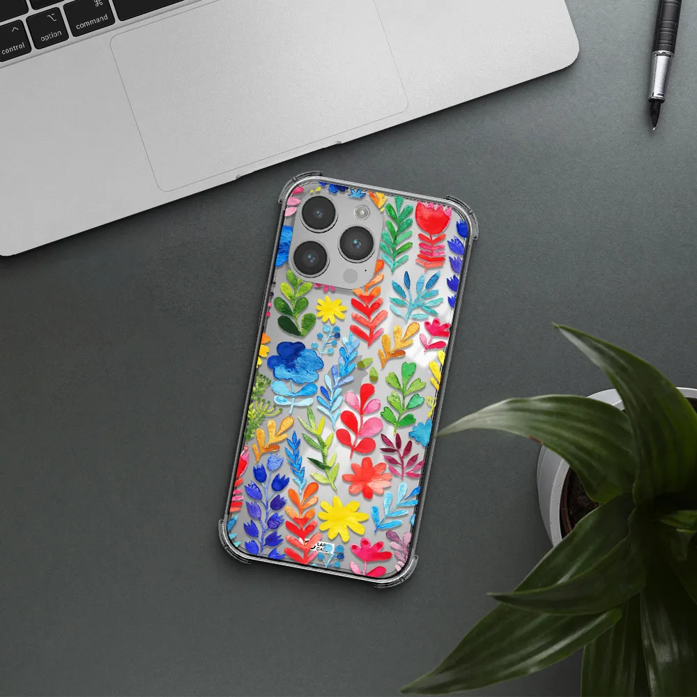 Colorful Watercolor Flowers Apple iPhone 14 pro max Clear PC Case