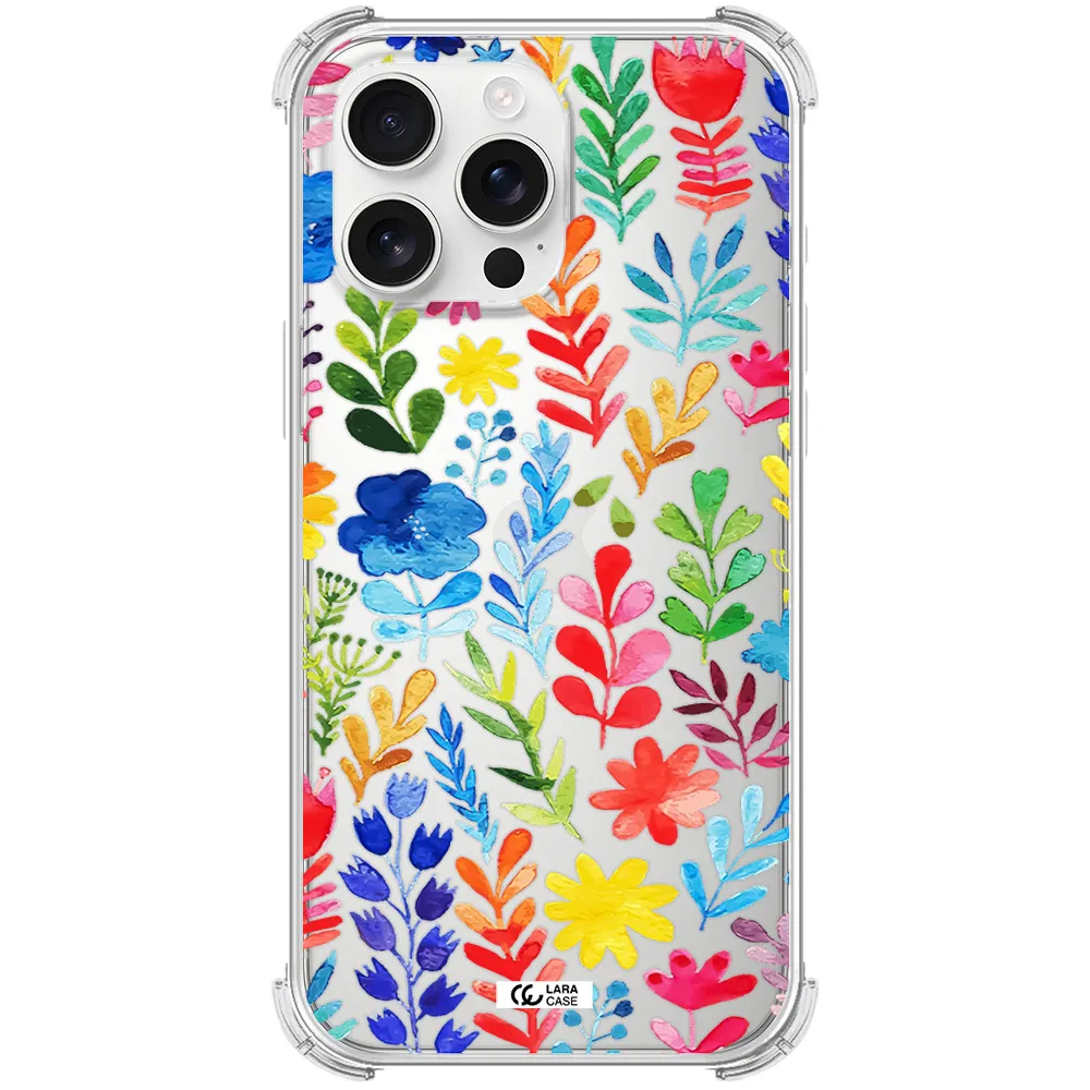 Colorful Watercolor Flowers Apple Iphone 16 Pro Max Clear Pc Case