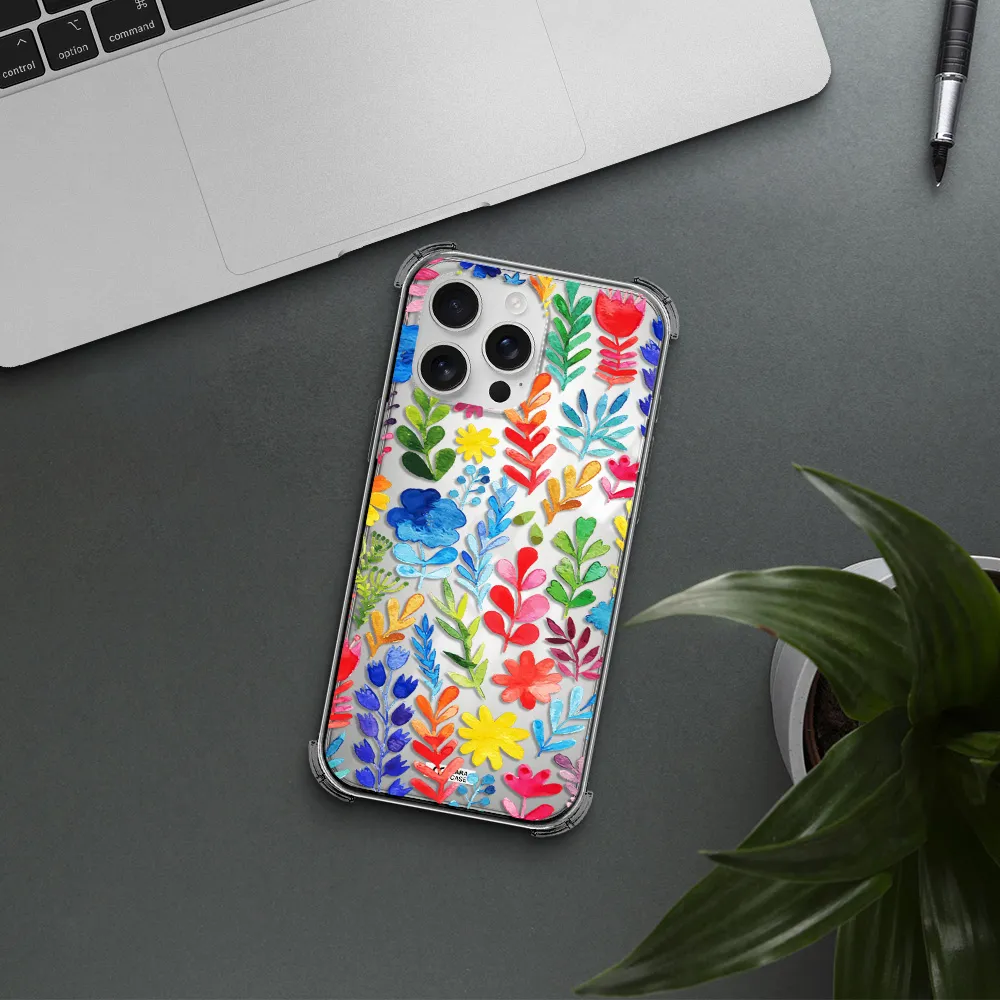 Colorful Watercolor Flowers Apple Iphone 16 Pro Max Clear Pc Case