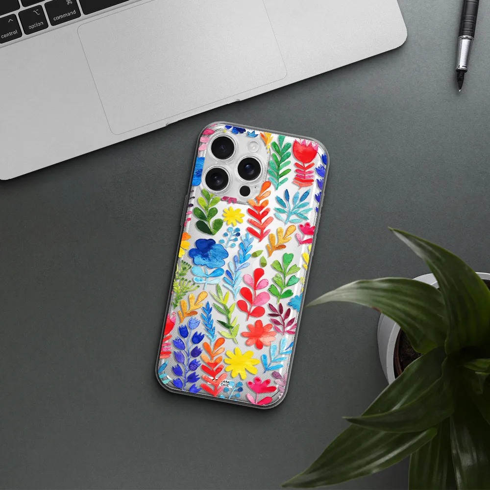 Colorful Watercolor Flowers Apple Iphone 16 Pro Max Clear Tpu Case