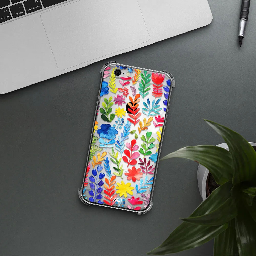 Colorful Watercolor Flowers Apple iPhone 6 Clear PC Case