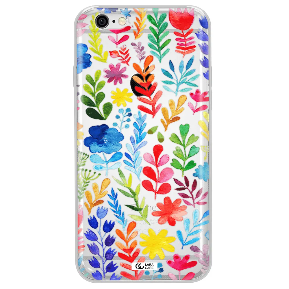 Colorful Watercolor Flowers Apple iPhone 6 Clear TPU Case