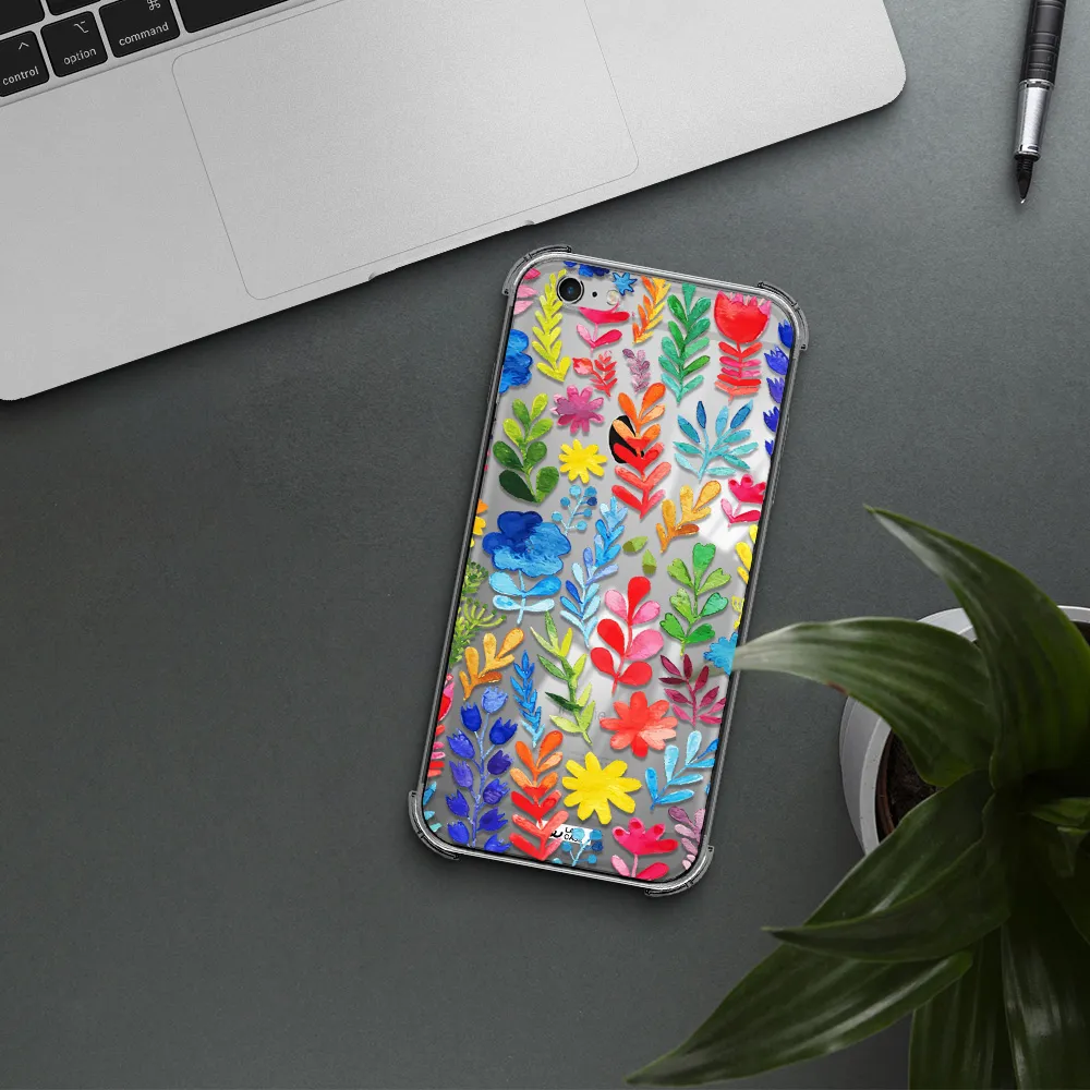 Colorful Watercolor Flowers Apple iPhone 6 plus Clear PC Case