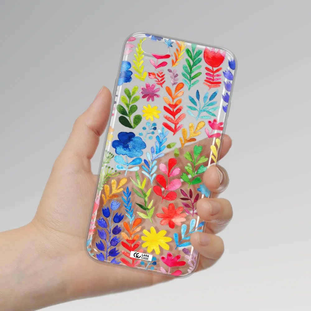Colorful Watercolor Flowers Apple iPhone 6 plus Clear TPU Case