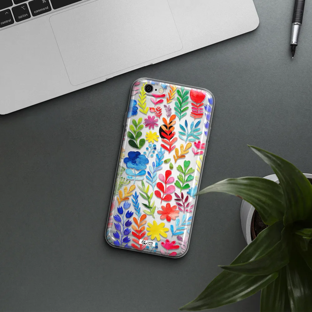Colorful Watercolor Flowers Apple iPhone 6 plus Clear TPU Case