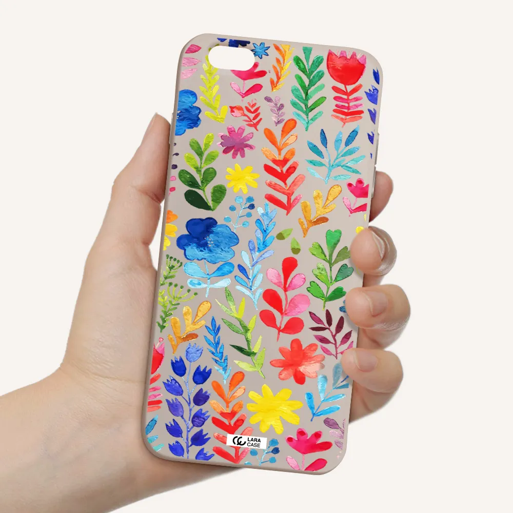 Colorful Watercolor Flowers Apple iPhone 6 plus Silicone Stone Case