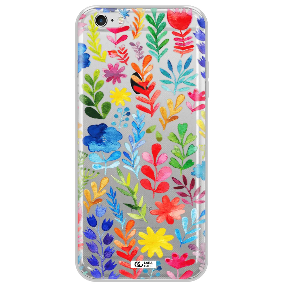 Colorful Watercolor Flowers Apple iPhone 6 s plus Clear TPU Case