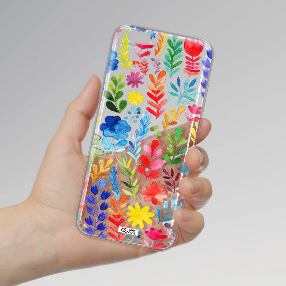 Colorful Watercolor Flowers Apple iPhone 6 s plus Clear TPU Case