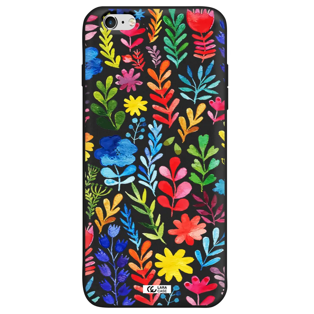 Colorful Watercolor Flowers Apple iPhone 6 s plus Silicone black Case