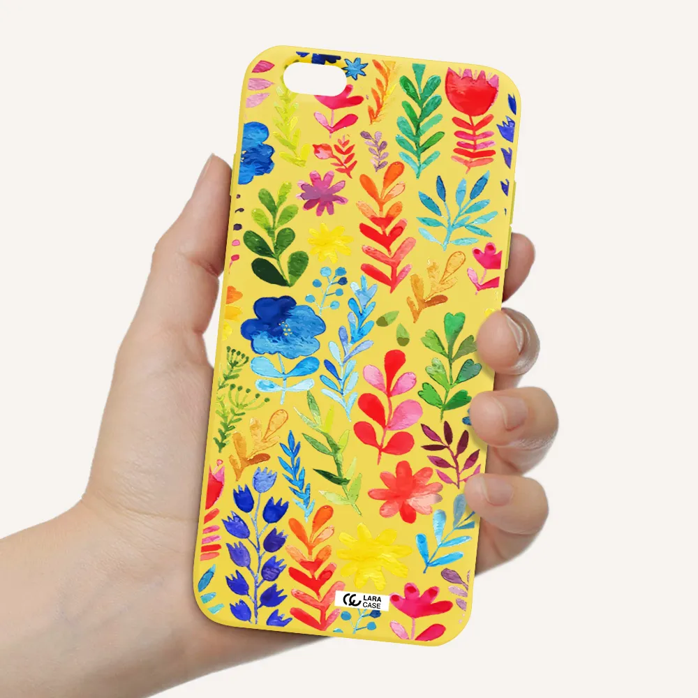 Colorful Watercolor Flowers Apple iPhone 6 s plus Silicone canary yellow Case