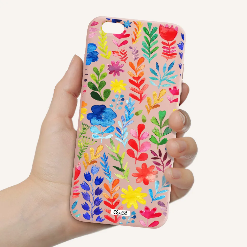 Colorful Watercolor Flowers Apple iPhone 6 s plus Silicone pastel pink Case