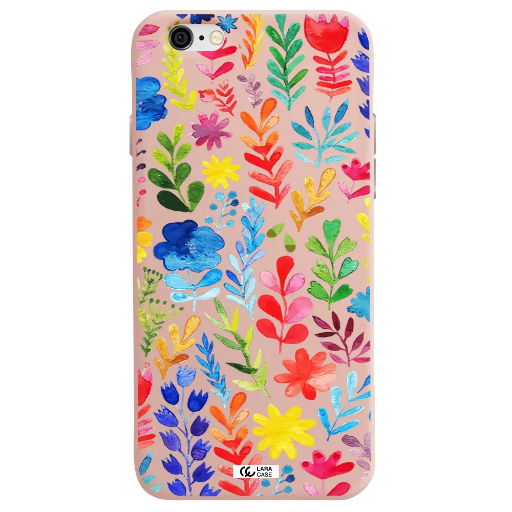 Colorful Watercolor Flowers Apple iPhone 6 Silicone pastel pink Case
