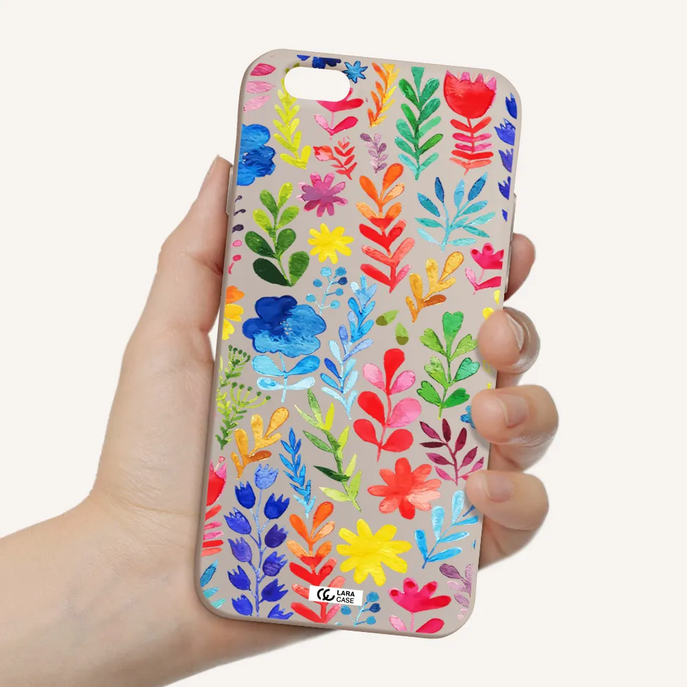 Colorful Watercolor Flowers Apple iPhone 6 Silicone Stone Case