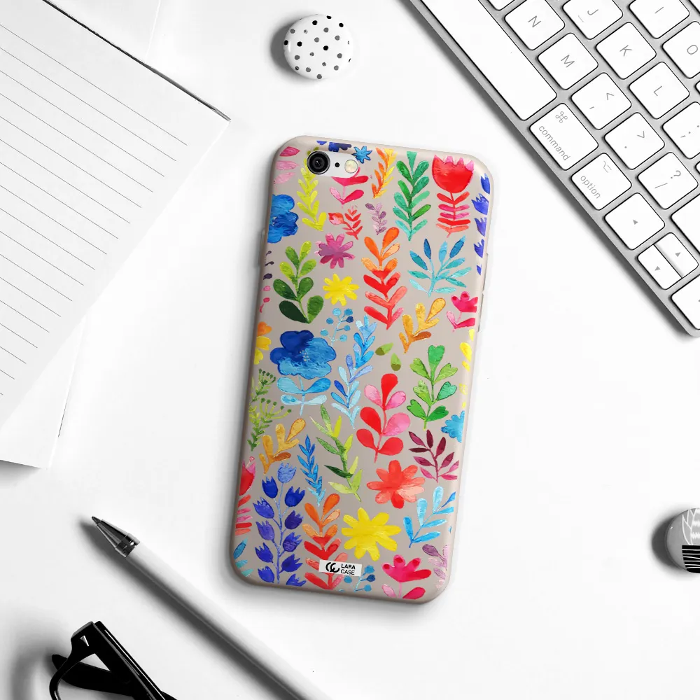 Colorful Watercolor Flowers Apple iPhone 6 Silicone Stone Case