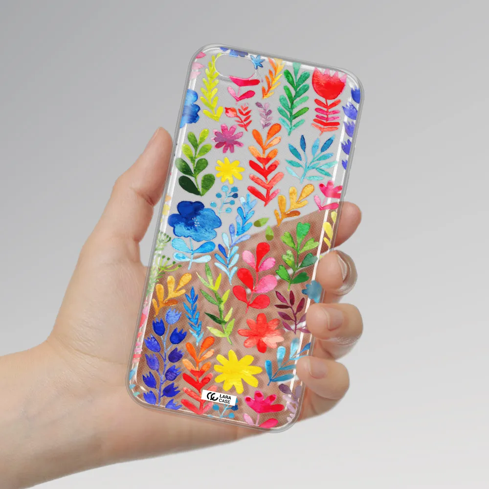 Colorful Watercolor Flowers Apple iPhone 6S Clear TPU Case