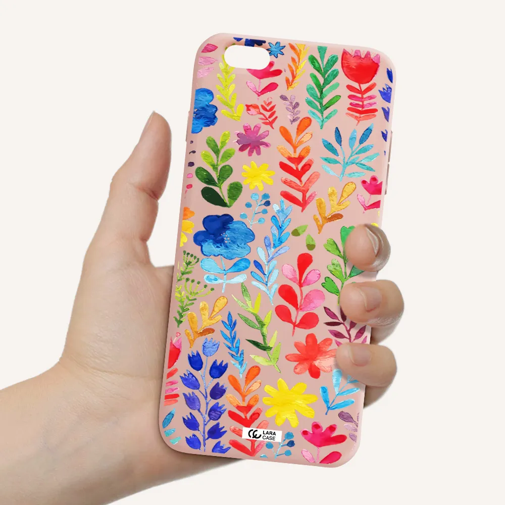 Colorful Watercolor Flowers Apple iPhone 6S Silicone pastel pink Case