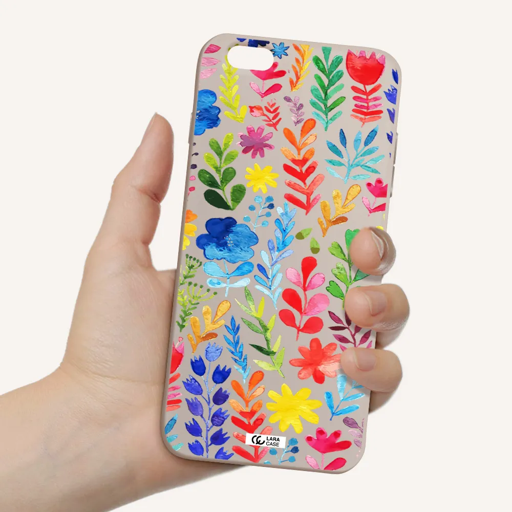 Colorful Watercolor Flowers Apple iPhone 6S Silicone Stone Case