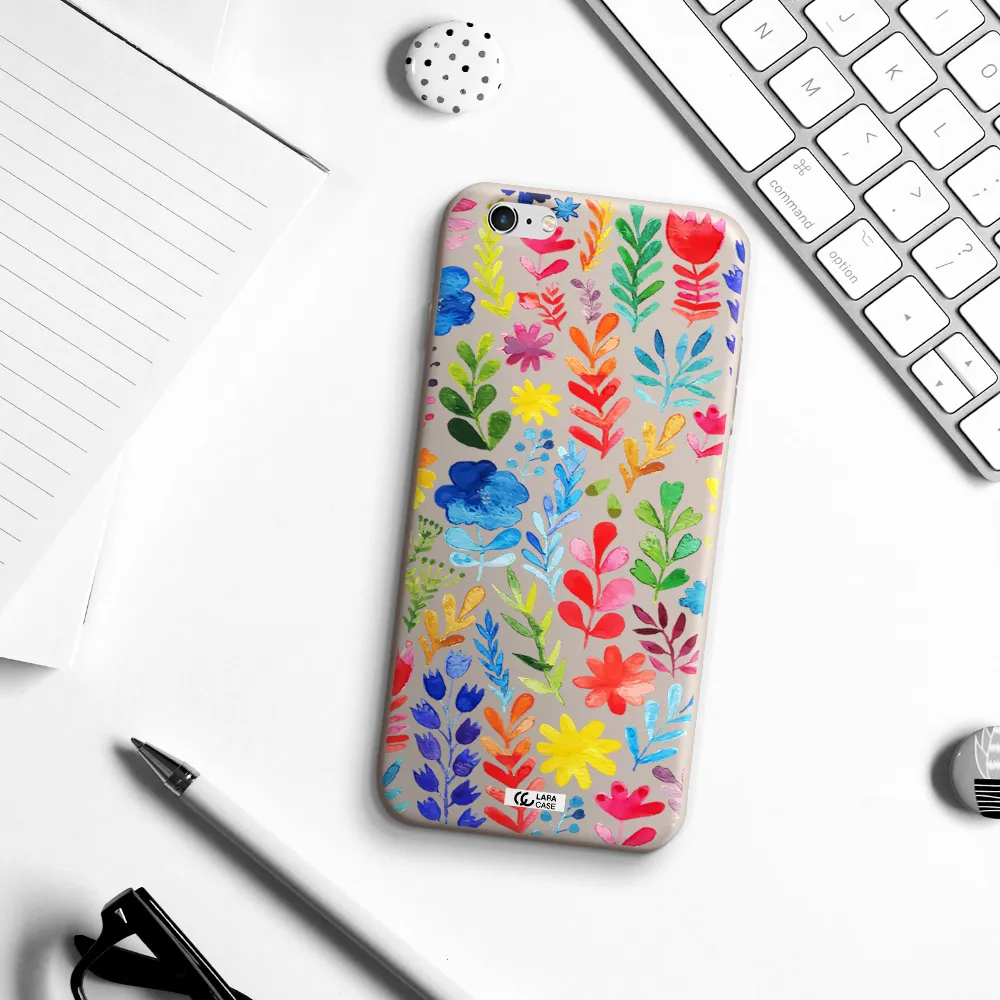 Colorful Watercolor Flowers Apple iPhone 6S Silicone Stone Case