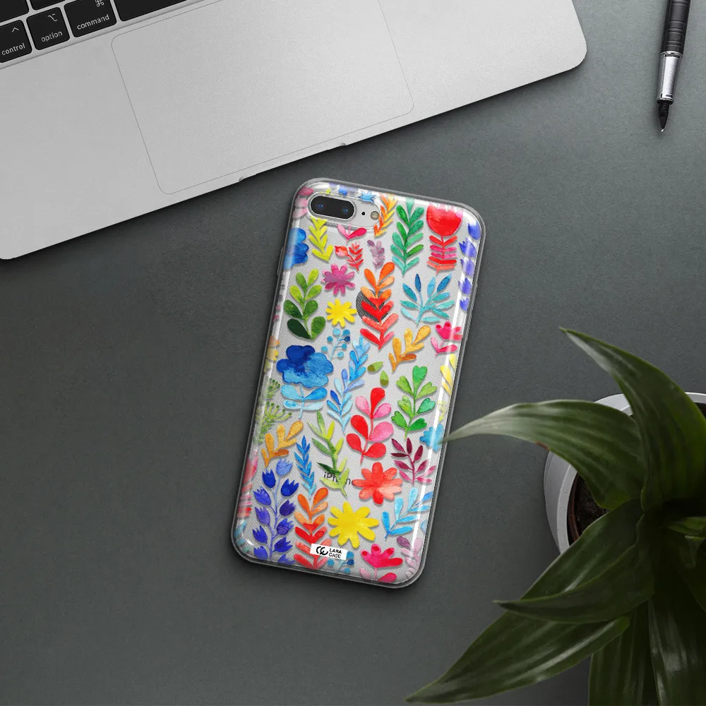 Colorful Watercolor Flowers Apple iPhone 7 plus Clear TPU Case