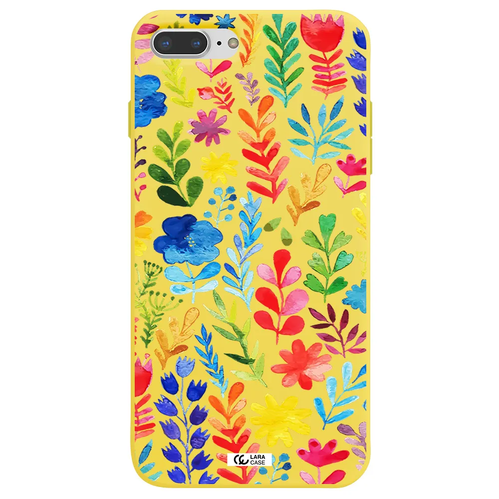 Colorful Watercolor Flowers Apple iPhone 7 plus Silicone canary yellow Case