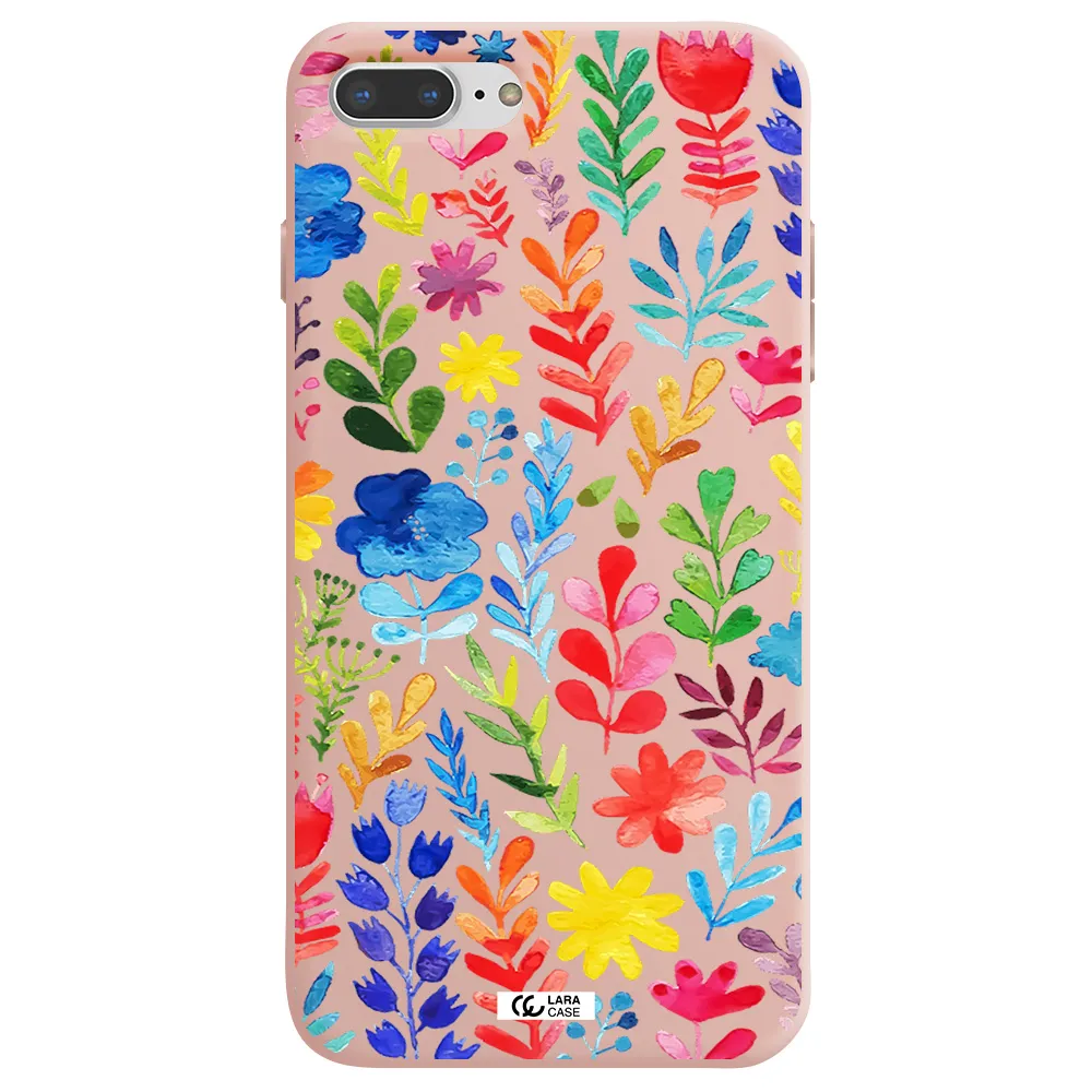Colorful Watercolor Flowers Apple iPhone 7 plus Silicone pastel pink Case