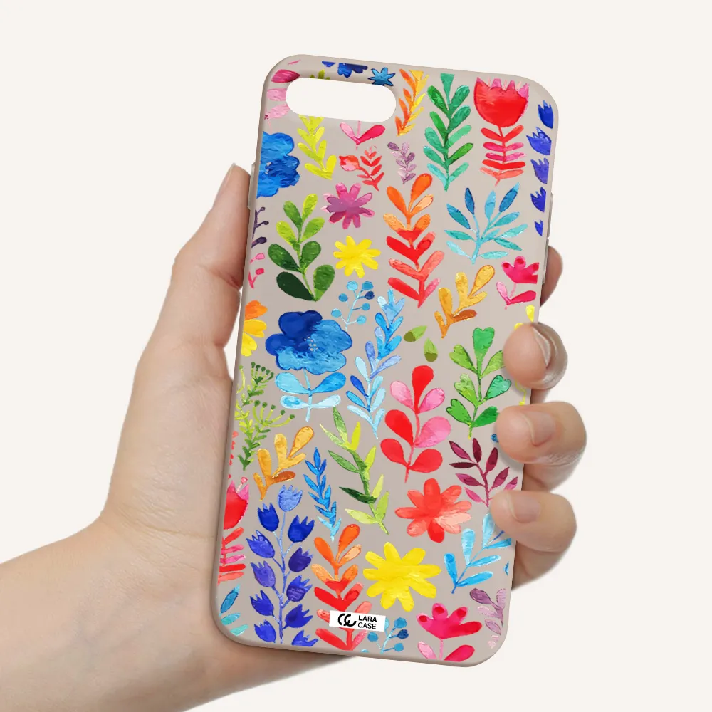 Colorful Watercolor Flowers Apple iPhone 7 plus Silicone Stone Case