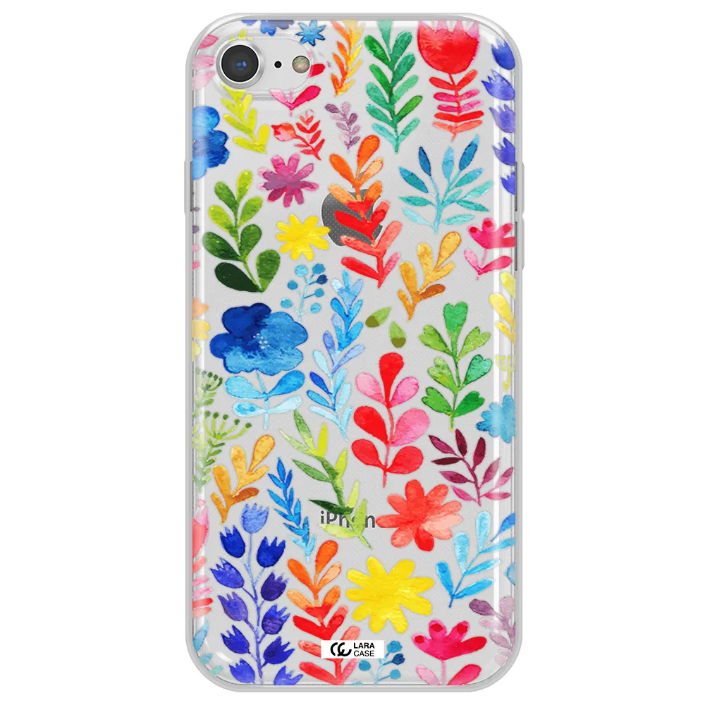 Colorful Watercolor Flowers Apple iPhone 8 Clear TPU Case
