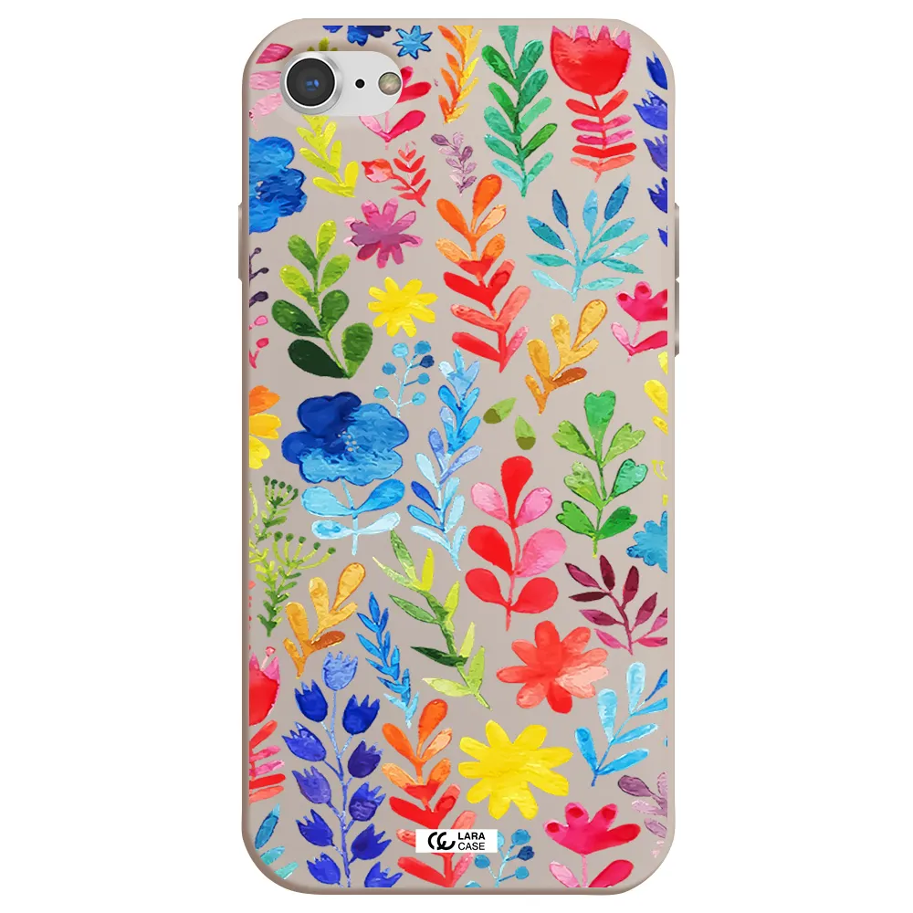 Colorful Watercolor Flowers Apple iPhone 8 Silicone Stone Case